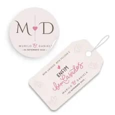 Kit Casamento Tags e Adesivos Personalizados com Iniciais do Casal Data Bem Casados