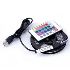 Fita de LED RGB 5050 Flexível  5V DC 3m IP20 usb  + Controle Remoto