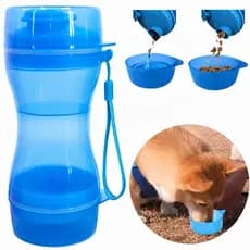 Garrafa Portátil Pet 2 em 1 Água e Ração Bebedouro Comedouro Passeio Cachorro Gato