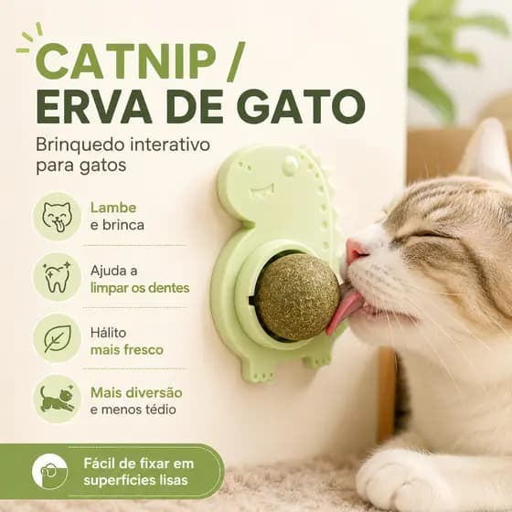 Bola Giratória Catnip Erva de Gato Brinquedo Interativo Para Gatos
