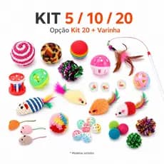 Kit Brinquedos para Gatos Sortidos 5/10/20 Peças Ratinho Bolinha com Opção Varinha