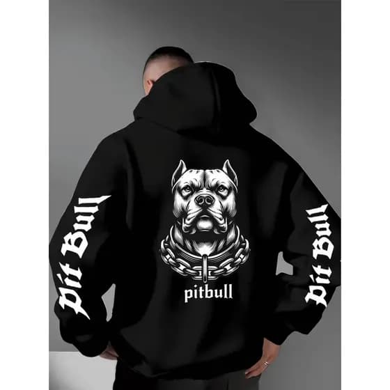 Blusa de Frio Moletom Canguru Pitbull Flanelado 100% Algodão Outono/Inverno Agasalho StreetWear