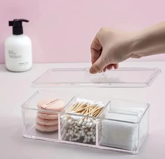 Caixa em acrílico organizador tem 3 divisórias