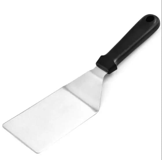 Kit Espátula Chapeiro Profissional de Inox 2 Peças Reta + Curva - Cozinha Burger Churrasco