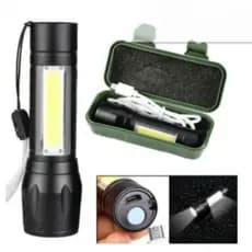 Mini Lanterna Tática Com Led E Zoom Recarregável 3 Modos para Acampamentos/Esportes Com Cob