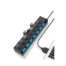Hub USB com /7 Entradas USB 2.0 de Alta Velocidade com Botão Liga/Desliga