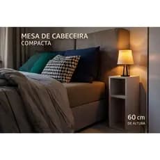 Mesa de Cabeceira Compacta 60x20x20 | Criado Mudo MDF Branco | Mesa Lateral Nicho