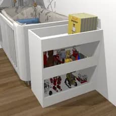 Baú Para Brinquedos Infantil 75x80 Atrás Berço Com Divisórias Organizador De Quarto 100% MDF Branco