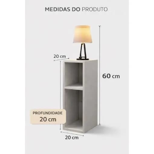 Criado Mudo Branco 60x20x20 | Mesa de Cabeceira Compacta MDF