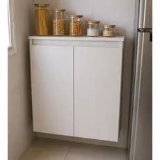 Mini Despensa Aérea 60x80x20 Armário Suspenso Cozinha Branco 100% MDF Organizador Multiuso 2 Portas Soft Close