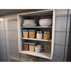 Armário Aéreo Cozinha 60x80 Grande Espaço Interno 2 Portas 37cm Profundo MDF Branco