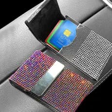 Brilhante Diamante Cristal Carro Cartão De Visita Caso Titular Do Bling Acessórios Interiores Para Mulher
