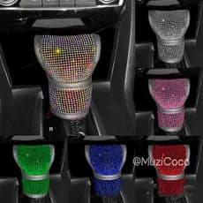 Bling Capa De Engrenagem De Mudança De Carro Couro Auto Botão Universal Cristal Strass Acessórios Do Para Mulher