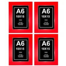 Kit 4 Porta Retrato 10x15 Quadro A6 Com Vidro ou Acetato Madeira Lisa