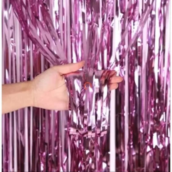 Cortinas Metalizada Lisa Franja Para Festa 2x1m Decoração