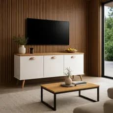 Kit Aparador com Pés Palito + Mesa de Centro Moderna Ideal P/Sala