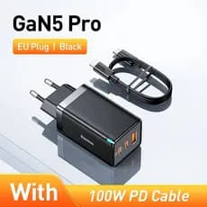 Carregador Macbook Baseus Turbo Gan5 Pro 65w + Cabo 1m Cor P