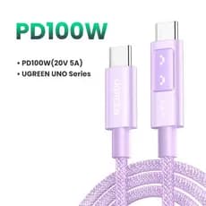 Cabo Ugreen UNO Usb C Usb C 100w 1m Tela Led iPhone Sam Cor Roxa Roxo694187620928