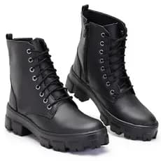 BOTA FEMININA TRATORADA ZIPER MOTOQUEIRA BLOGLEIRA CANO MEDIO CONFORTAVEL