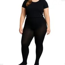2 meia calça fio 80 preta forrada pluz size feminina