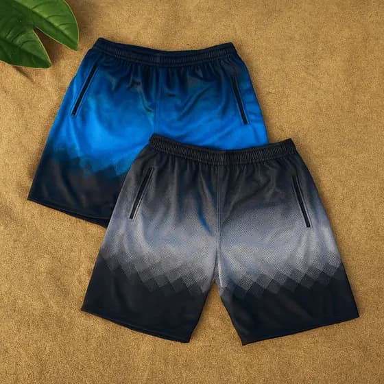 Kit com 2 Bermudas Masculinas Flanelado Dry Fit Academia Short Casual Praia Macio Estampada
