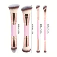 Kit 4 Pincéis de Maquiagem Multifuncionais Duo Ponta – Pincéis Faciais para Base, Corretivo e Blush