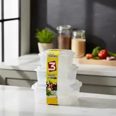 Pote Plástico Mantimento Kit Conjunto 3 Potes Tampa Quadrado 500 1000 1500ml Promoção