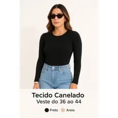 Blusa Feminina Canelada Manga Longa | Segunda Pele Confortável