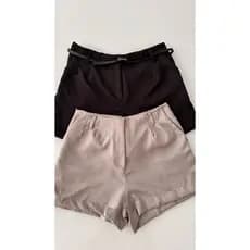 Short Alfaiataria Feminino Com Bolso  Cintura Alta PROMOÇÃO