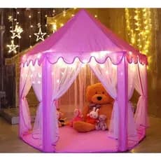 Tenda Castelo Barraca Cabana  Rosa Com Luz Led Formato Estrela a Pilha Melhor Presente