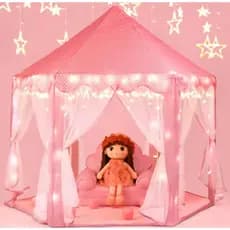Barraca Toca Rosa Tenda Cabana Princesa Castelo Com Luz De Led Formato Estrela Melhor Presente