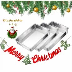 3 assadeiras de Alumínio  - Assadeiras 1 - 2 - 3 / Formas de Natal