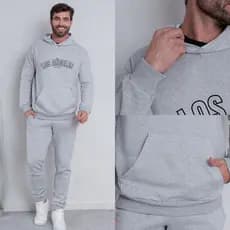 Blusa de Moletom Los Angeles Masculina Casual, Street Wear, Com Capuz e Bolsa Canguru, Cores Neutras.