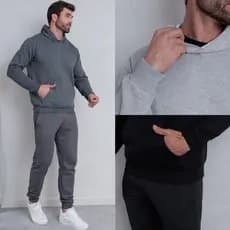 Conjunto de Moletom Masculino Flanelado Com bolso Canguru e Capuz