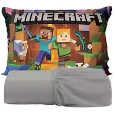 Kit Jogo de Lençol Solteiro Herois Minecraft Mario Varias Estampas C/ Elástico