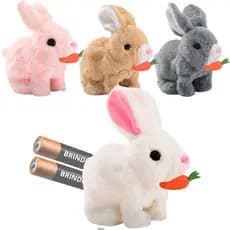 Coelho de pascoa de pelúcia infantil brinquedo pula anda e emite som interativo educativo divertido coelhinho criança