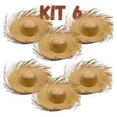 Kit 6 Chapéu De Palha Festa Junina Unissex Infantil E Adulto Festas tipicas Julina São João Quadrilhas caipira da roça