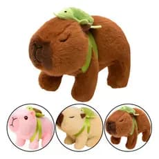 Capivara Pelúcia que Anda E Pula Emite Som infantil brinquedo interativo pelo macio antialergico mochila de tartaruga