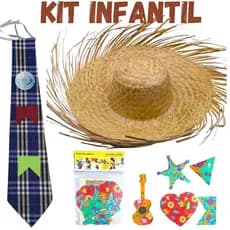 Kit Chapeu Gravata com elástico Remendo Pano Autocolante Adesivo Festa Junina traje completo menino arraial quadrilha