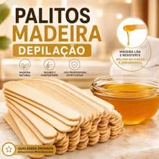 KIT 100/200/300 Palitos Madeira Depilação Picolé Ponta Redonda