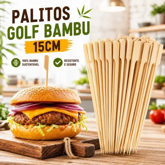 Palitos Bambu Golf 15cm Petisco 100/200/300/400 Unidades Buffet Eventos Lanchonete