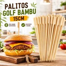Palitos Bambu Golf 15cm Petisco 100/200/300/400 Unidades Buffet Eventos Lanchonete