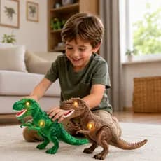 Dinossauro  de Brinquedo Tiranossauro Rex Anda Luz Som Rugido Personagem Dino