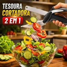 Tesoura Cortadora de Legumes Alimento 2 em 1 Smart Verduras 2 Em 1 Faca Cortador Fatiador