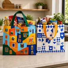 KIT 2/4/6 Sacola Grande Reutilizável Feira Mercado Camping Ecobag