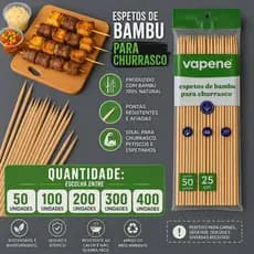 Kit 50/300/500 Palitos Espeto Bambu 25cm P/ Churrasco Buffet Eventos Restaurante