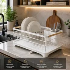 Escorredor De Louças Prato Cozinha Moderno Porta Talheres Branco Organizador Pia