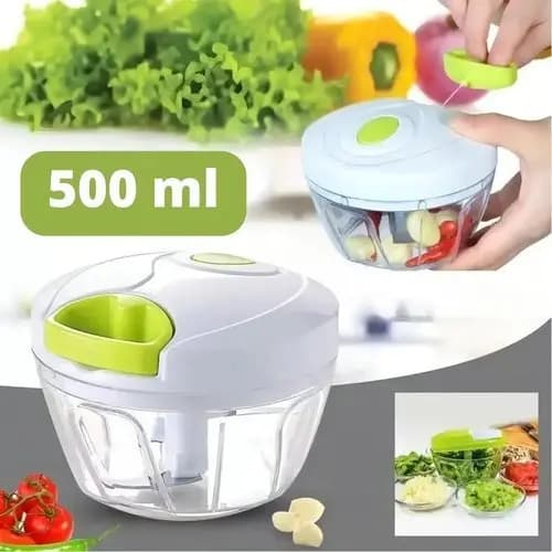 Processador Manual 500ml 3 Laminas Corda Retratil Cortador Triturador Facil Cozinha