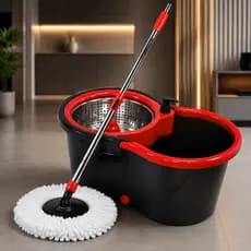 Mop Esfregao Giratorio Profissional Balde Refis Roda Alca Facil Limpeza
