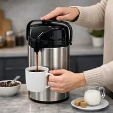 Garrafa de Café Térmica Inox Grande 1,9 Litro Design Moderno Mantem Bebidas Quentes Frias